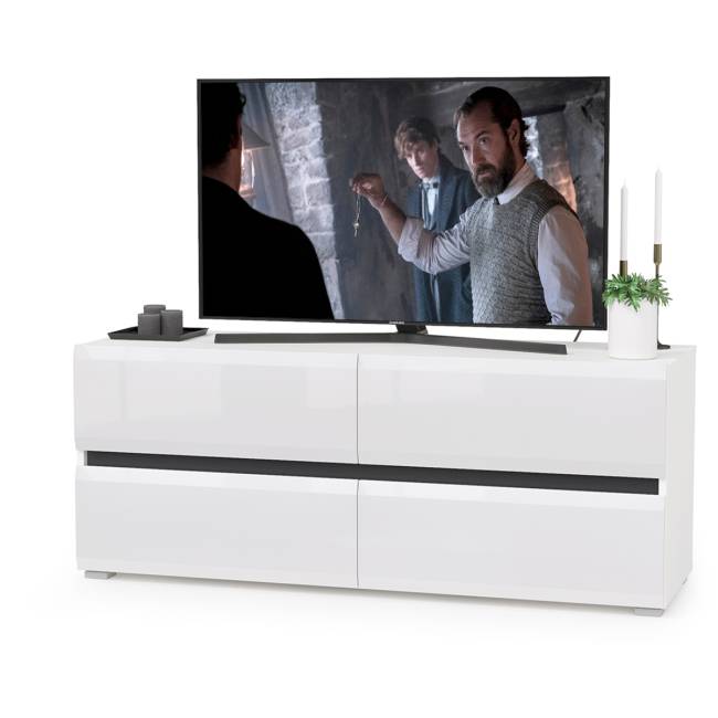 Стенка для гостиной Сидней № 7 цвет белый/чёрный/фасады МДФ белый глянец