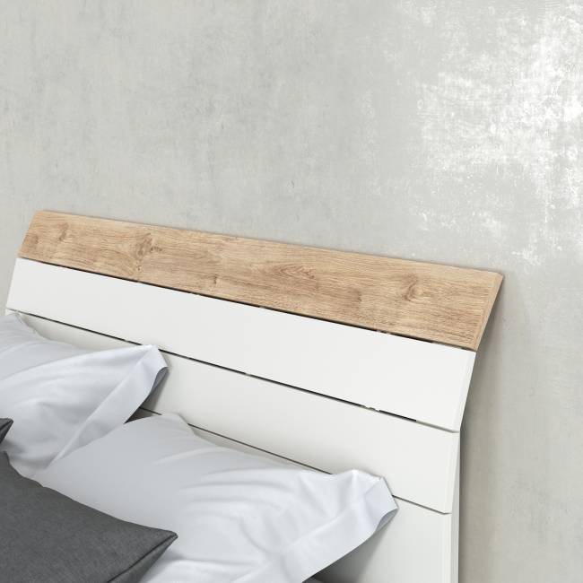 Кровать Муссон 1600 с ортопедическим основанием с тумбочкой и комодом с зеркалом цвет белый/дуб эндгрейн элегантный Кровать Муссон 1600 с ортопедическим основанием с тумбочкой и комодом с зеркалом цвет белый/дуб эндгрейн элегантный